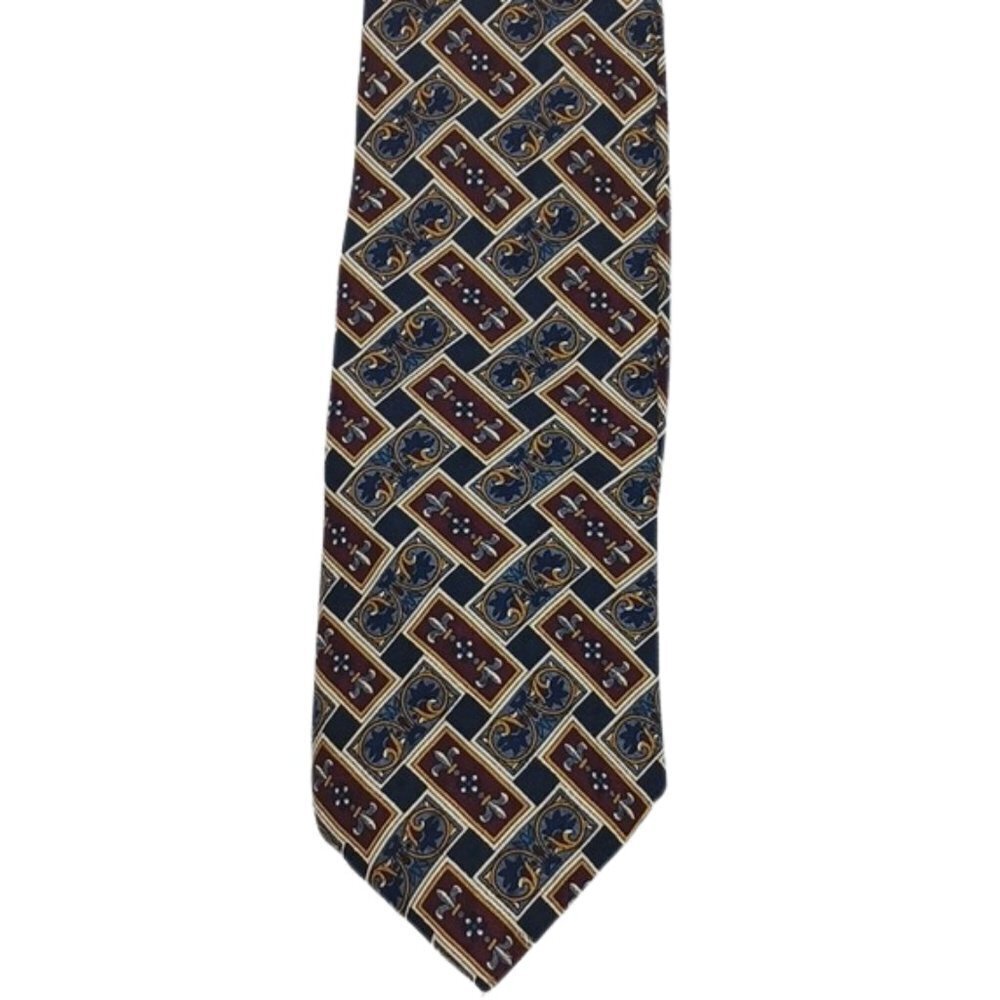 MENS Neck Tie British 100% Silk New Haven Neckwear Company Blue Burgundy